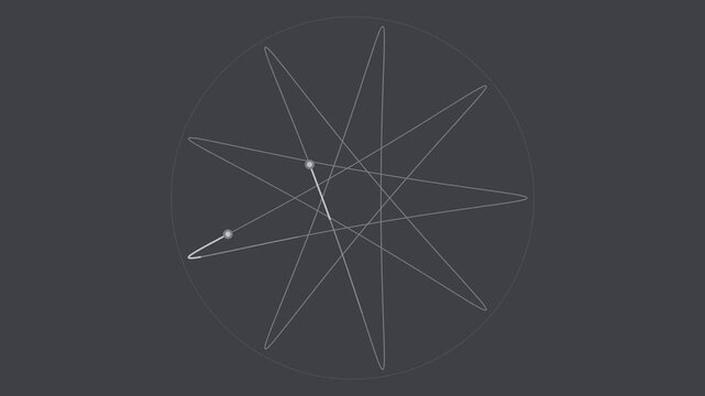 Gray spirograph geometric curves rotating elegantly, mathematical seamless loop background
