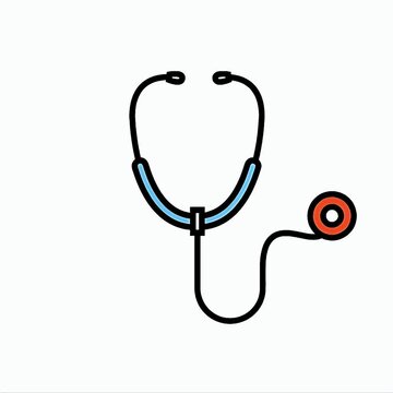 Colorful stethoscope medical icon design featuring a flat vector illustration for healthcare and clinical concepts