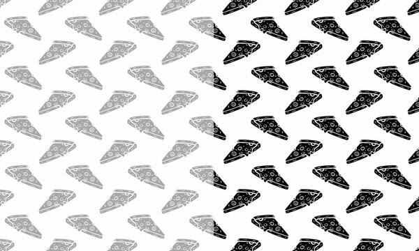 Doodle Pizza Pattern Design. Seamless Deep Dish Illustration. Stuffed Crust Pizza Motif.