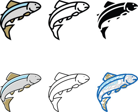 salmon fish color icon vector. salmon fish sign. isolated variations symbol