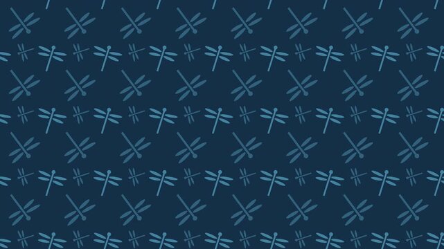 Blue japanese tombo dragonfly pattern scrolling, traditional seamless loop background