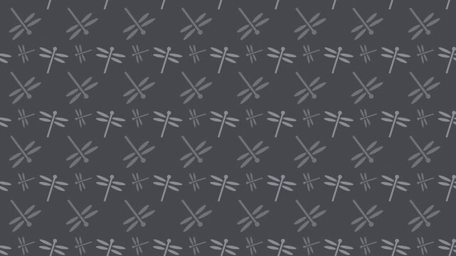 Gray japanese tombo dragonfly pattern scrolling, traditional seamless loop background