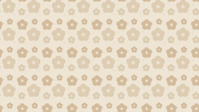 Beige japanese ume plum blossom pattern scrolling, traditional seamless loop background