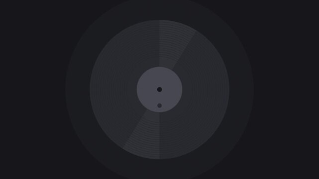 Black vinyl record spinning smoothly, retro music seamless loop background
