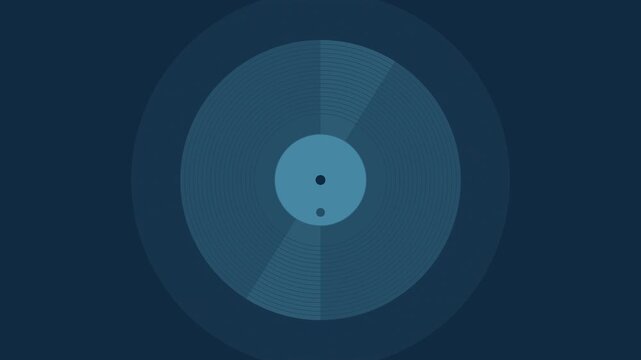 Blue vinyl record spinning smoothly, retro music seamless loop background