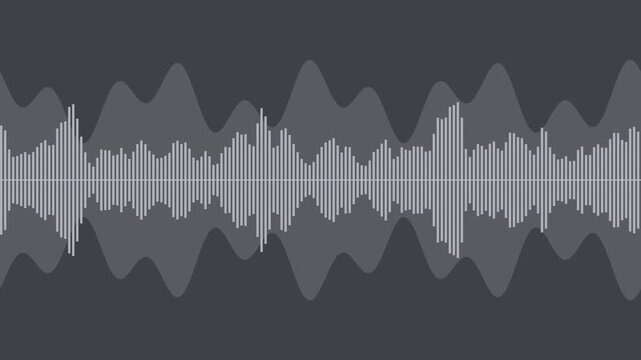 Gray voice waveform scrolling smoothly, podcast seamless loop background