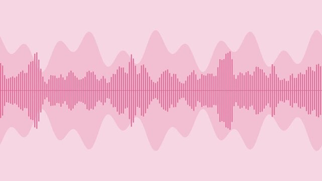 Pink voice waveform scrolling smoothly, podcast seamless loop background