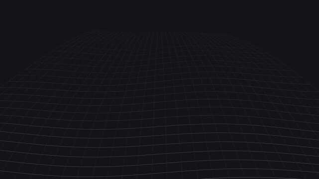 Black wireframe wave mesh undulating in perspective, tech seamless loop background