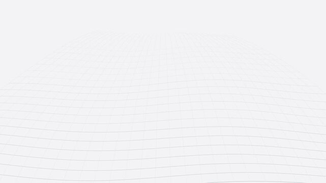 White wireframe wave mesh undulating in perspective, tech seamless loop background