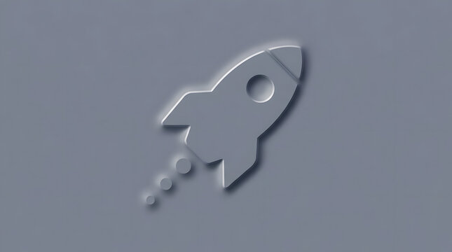 Minimalist rocket icon with soft neumorphic shadow