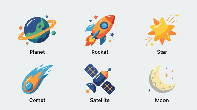Space objects and vehicles icons