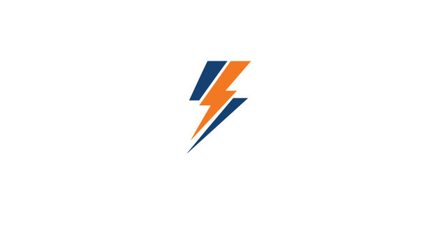 Dynamic corporate logo icon design representing a sharp lightning bolt in dark blue and vibrant orange on a white background.