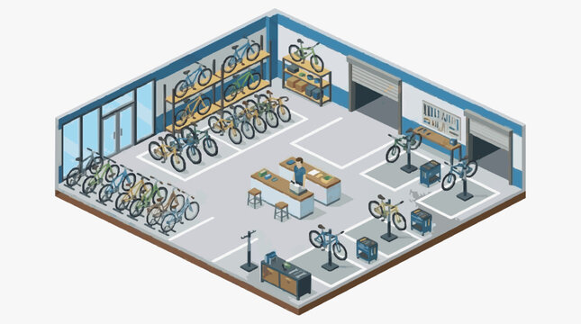 Modern Bike Shop Display Area.