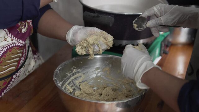 indonesian food called "bakso ikan" that create by mothers on the cooking training