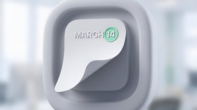 Three Dimensional Calendar Icon Showing March Fourteen