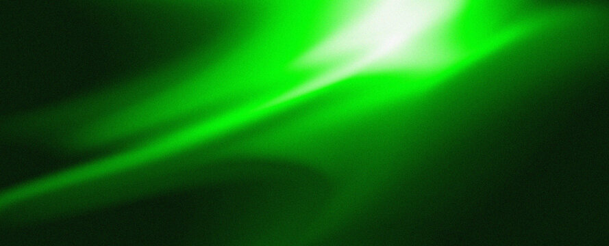Abstract Neon Green Light Ray Glow, Dark Futuristic Aurora Background. have grain texture design. 