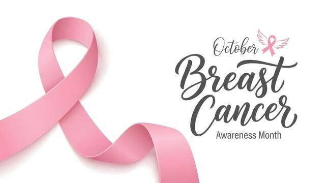 Breast cancer awareness month pink ribbon symbolizing hope and support for cancer research