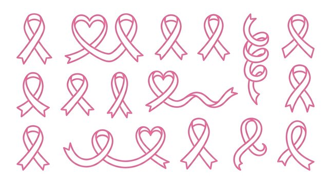 Breast cancer awareness month pink ribbon collection for support and advocacy