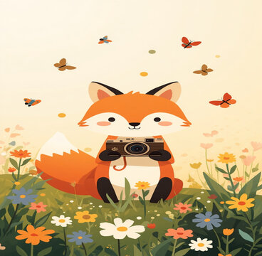 fox and butterfly