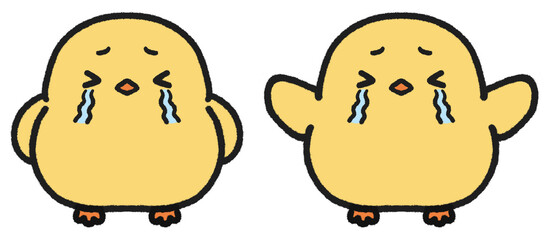 泣いているヒヨコのイラストセット © とりあいす