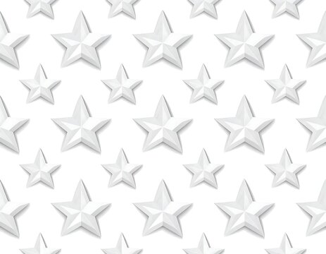 Seamless pattern of white stars on white background