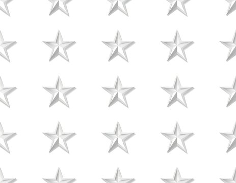 Seamless pattern of silver stars on white background