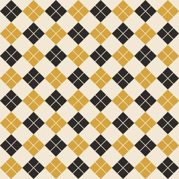 Harlequin argyle diamond seamless pattern in mustard yellow and charcoal