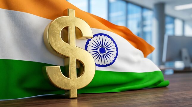 India Flag with Dollar Currency Concept