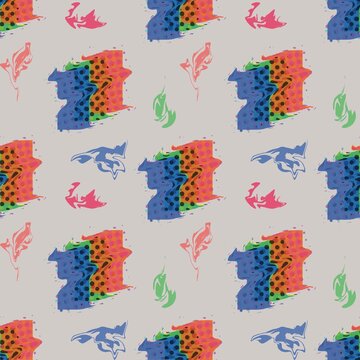 Colorful abstract seamless pattern with artistic shapes for fabric, wallpaper, wrapping paper, stationery and modern surface design.