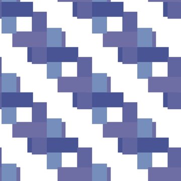 Modern blue geometric seamless pattern with pixel blocks, abstract repeat background for fabric, wallpaper, wrapping paper and textile.