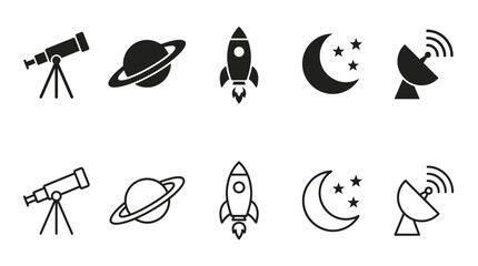 天文太空火箭望远镜卫星矢量图标合集 © Vault