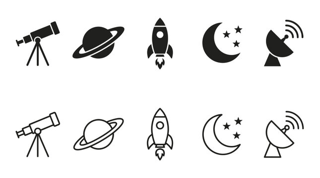 天文太空火箭望远镜卫星矢量图标合集