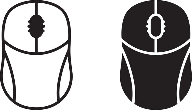 computer mouse icon line and solid style vector illustration