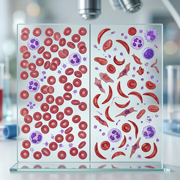 Healthy Blood Cells vs Sickle Cell Disease 3D Medical Illustration of Abnormal Red Blood Cells