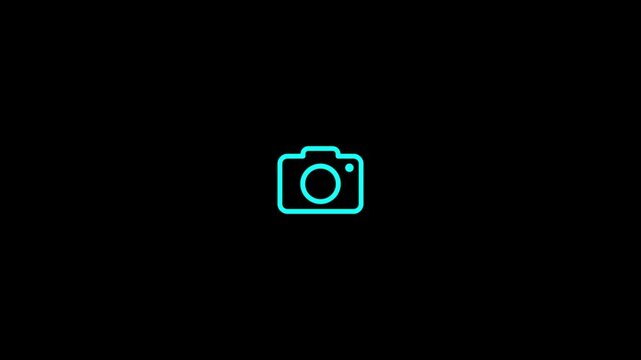 Animated camera icon loop and animation motion graphic of photography snapshot and capture symbol.