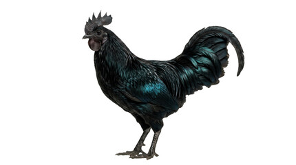 Full Body Portrait of a Rare Black Ayam Cemani Rooster © Azra