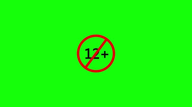 12+ content rating, age limit permanent, Saigon animation, movies and gaming, parental guidance warning, motion graphics video with transparent green background.