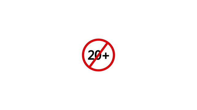 20+ content rating, age limit permanent, Saigon animation, movies and gaming, parental guidance warning, motion graphics video with transparent white background.