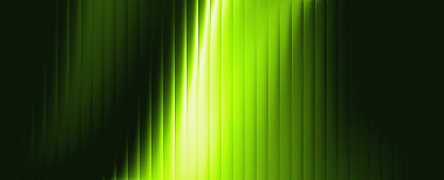 Abstract Neon Green Light Ray Glow, Dark Futuristic Aurora Background. have grain texture design.
