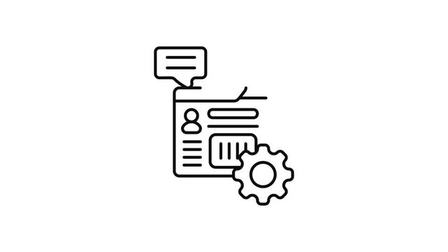 Minimalist outline animation of entrepreneur page profile setting drawing on and fading out. Features a clean pop up style in 3 color setups.