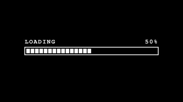 Retro Pixel Loading Bar Progress Animation Sequence from 20 to 80 Percent.