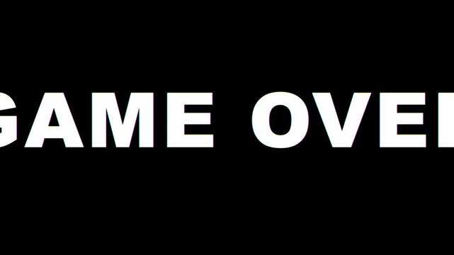 Glitch Effect Game Over Text Animation on Black Background.