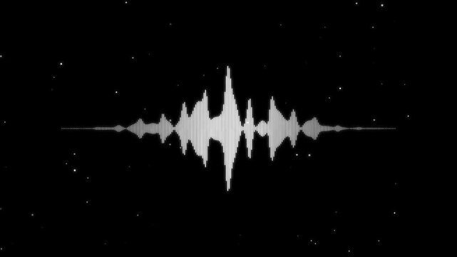 Futuristic Sound Wave Equalizer Loop in Dark Sci-Fi Space with Glowing Particle Effects.
