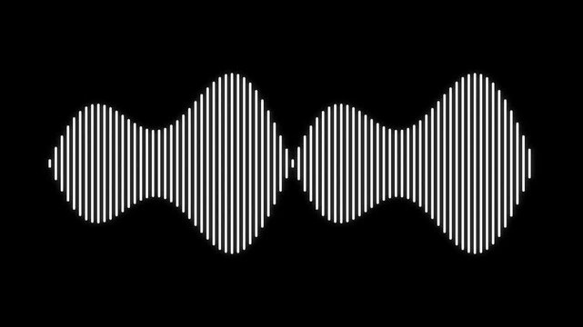 Animated White Audio Waveform On Black Background For Music And Sound Visualization.