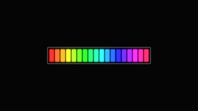 Colorful Loading Bar Progress Indicator Filling Up Animation on Black Background.