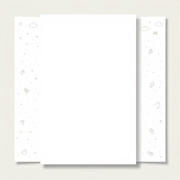 Cute line art baby elements side border frame template on white background