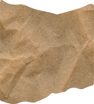 Crumpled brown kraft paper scrap with torn edges and wrinkled texture for scrapbooking craft and design