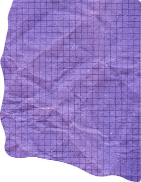 Purple Crumpled Graph Paper Torn Edges Grid Pattern Textured Stationery Scrap Background