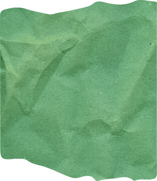 Green Crumpled Paper Texture with Torn Edges and Wrinkled Surface for Graphic Design Background and Scrapbooking Element