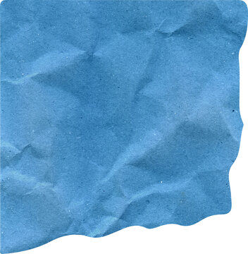 Blue crumpled paper texture with wrinkled surface and torn ragged edges for creative design backgrounds